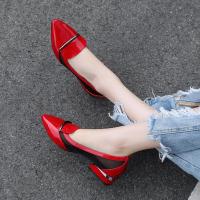 2020新款夏季网纱尖头凉鞋女平底鞋浅口皮鞋单鞋女粗跟大码工作鞋