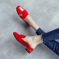 2020新款懒人鞋方头平底单鞋女英伦小皮鞋低跟粗跟浅口女鞋豆豆鞋