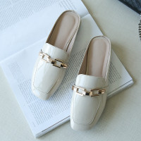 2020新款包头半拖鞋女夏季平底外穿网红懒人穆勒鞋方头软底凉拖鞋