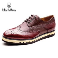 高档手工布洛克男鞋雕花英伦休闲皮鞋男士真皮厚底潮男巴洛克鞋子