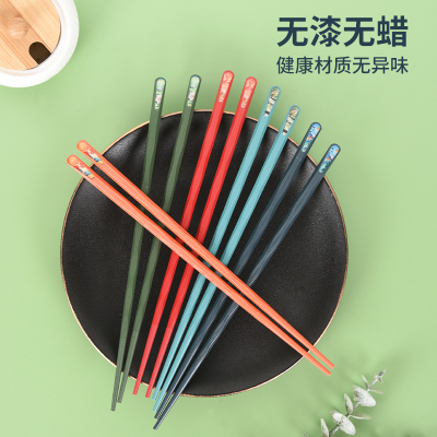 双喜新款可爱合金筷子五双十双装抗菌防霉耐高温筷子