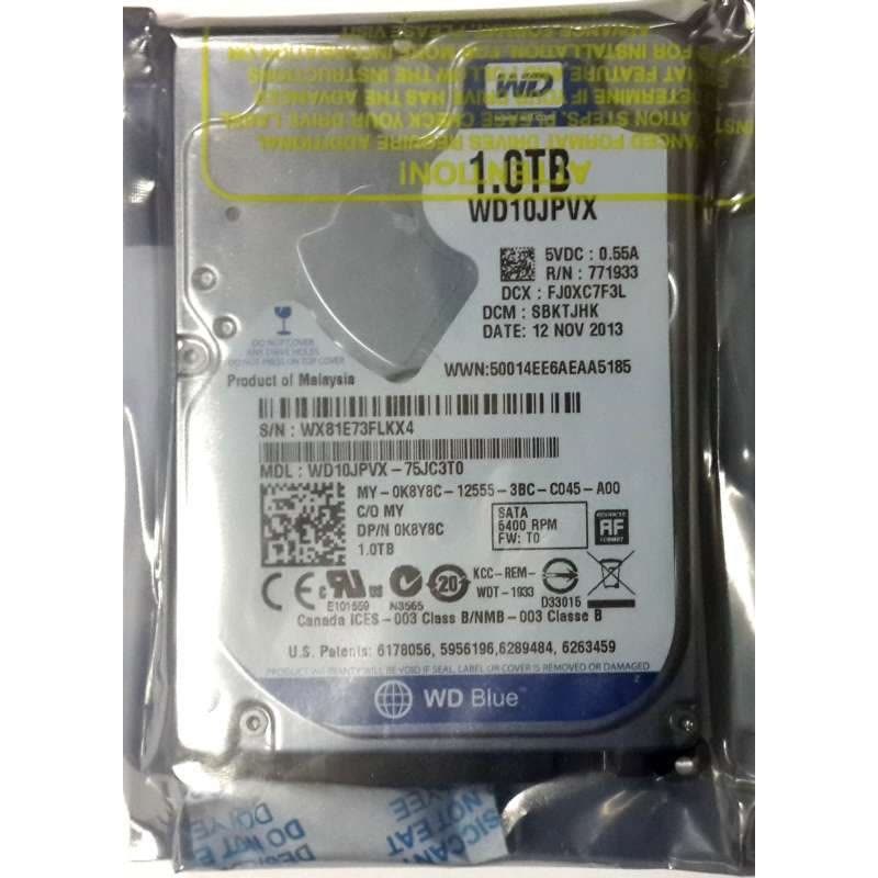 西部数据(WD)1TB笔记本硬盘5400转 SATA3 6GB/S(WD10JPVX)图片