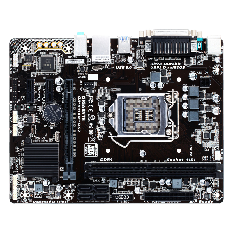 技嘉 GIGABYTE H110M-DS2 H110全固态电容 LGA1151带打印口主板