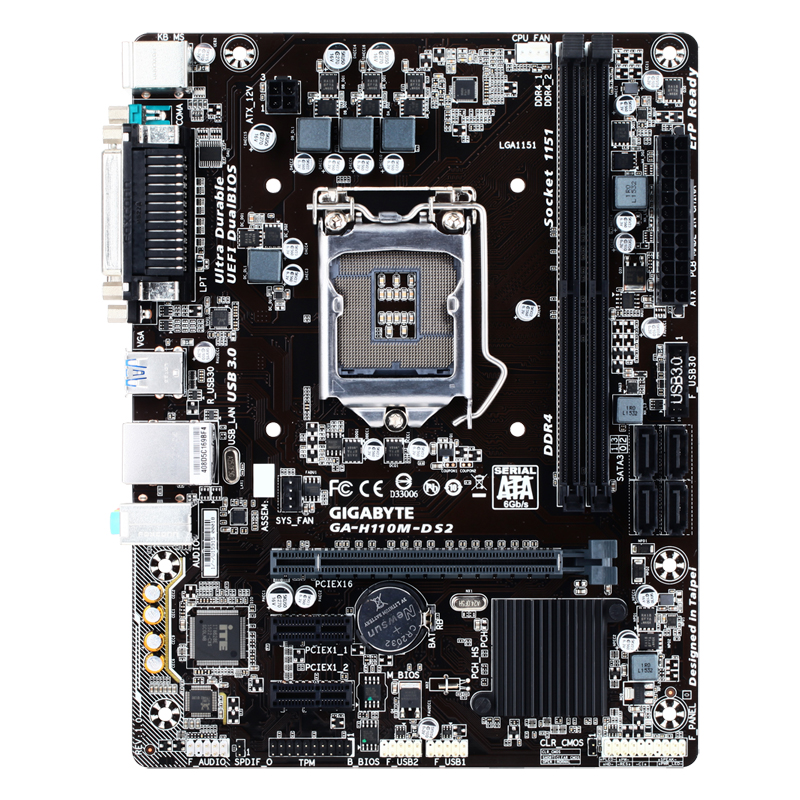 技嘉 GIGABYTE H110M-DS2 H110全固态电容 LGA1151带打印口主板