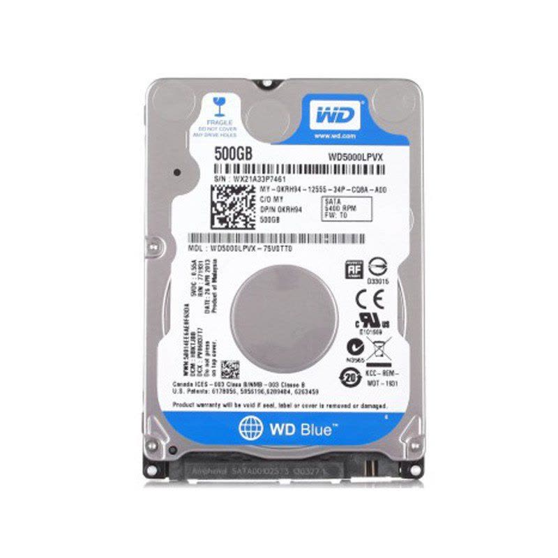 西部数据(WD)蓝盘 500G 5400转8M SATA3 6Gb/s 7mm笔记本硬盘(WD5000LPVX)图片