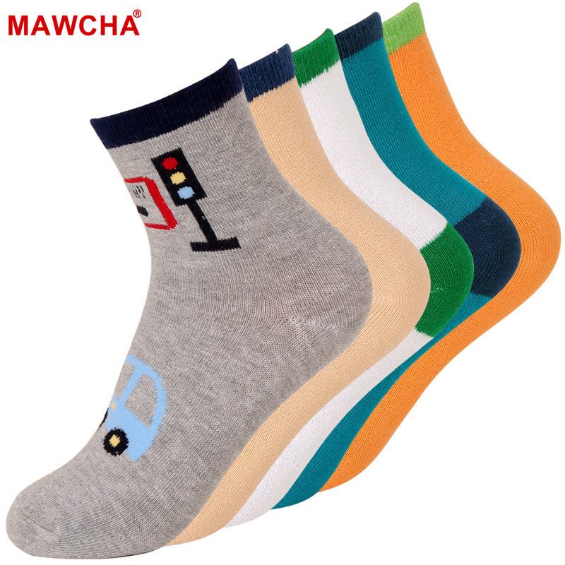 Mawcha 童袜儿童袜子男童棉袜可爱卡通中筒学生袜四季款6双装图片