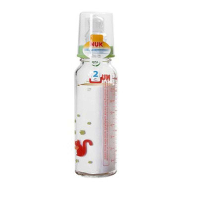 NUK 标准口径玻璃奶瓶230ml/2号硅胶奶嘴 40.745.704