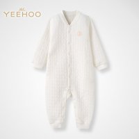 英氏正品15秋冬款三保暖婴儿夹棉内衣134020对襟蛤衣含羊毛爬服