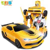 勾勾手变形车金刚遥控变形玩具大黄蜂机器人汽车人充电男孩玩具车