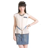 卡莱施2014夏季新款甜美小清新韩版短袖裙子雪纺牛仔裙OL连衣裙夏牛仔一步裙 包臀