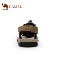 Camel骆驼男鞋 夏季新款日常休闲磨砂牛皮魔术贴情侣凉鞋