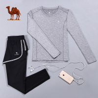 CAMEL骆驼户外运动套装 女款瑜伽服跑步健身二件套速干衣长裤套装