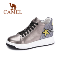 Camel/骆驼女鞋新品时尚拼接平跟女鞋 个性舒适高帮鞋
