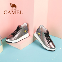 Camel/骆驼女鞋新品时尚拼接平跟女鞋 个性舒适高帮鞋