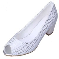 正品上海花牌 新款印花牛皮单鞋 粗跟鱼嘴高跟优雅女鞋