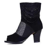 上海花牌2014春秋靴 蕾丝镂空女网靴 高跟粗跟鱼嘴单鞋凉靴子2101-2