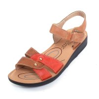 夏季新款花牌凉鞋真牛皮平底女凉鞋 露趾凉鞋中老年妈妈女凉鞋A6311-17