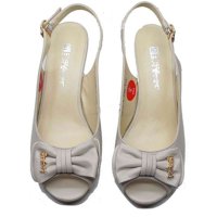 花牌哑光真牛皮高跟鞋 字母蝴蝶结 浅口鱼嘴 细跟女高跟鞋34-40码 ODKL-4