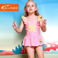 凯迪龙2014新款海绵宝宝儿童连体裙式游泳衣女童宝宝可爱泳装HA22