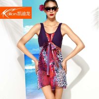 凯迪龙 2014新款 聚胸显瘦裙式连体泳衣女性感温泉泳装14669