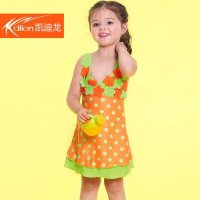 凯迪龙2015新款女童裙式连体游泳衣时尚波点宝宝儿童泳装 15583