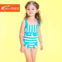 凯迪龙2015新款女童三角连体泳衣可爱宝宝个性条纹儿童童装 15582