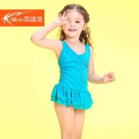 凯迪龙2015新款女童裙式连体游泳衣花朵可爱宝宝儿童泳装 15577