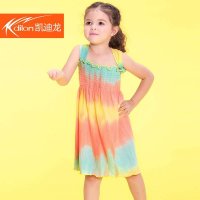 凯迪龙 2014新款女童宝宝裙式连体游泳衣彩色打揽裙儿童泳装15587
