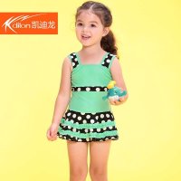 凯迪龙 2014新款可爱宝宝女童裙式连体游泳衣波点儿童泳装 15562