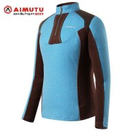 AIMUTU艾牧途韩国时尚户外秋装新品女士长袖立领加厚保暖女款抓绒速干T恤5366