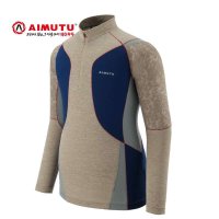 AIMUTU艾牧途正品夏秋新款户外抗紫外线立领长袖T恤速干衣男1105