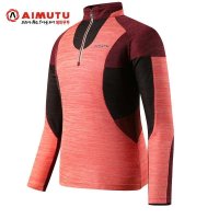 AIMUTU艾牧途秋装新品速干T恤韩国户外女款立领长袖版透气加厚5352