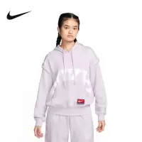 NIKE耐克连帽卫衣女春秋长袖运动服紫色大号宽松套头衫DQ6586-530