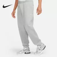 nike耐克灰色卫裤男裤冬季新款加绒加厚保暖束脚裤长裤DA0330-063