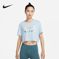 NIKE耐克女款短袖DRI-FIT排汗速干训练运动上衣短款T恤DX6159-441