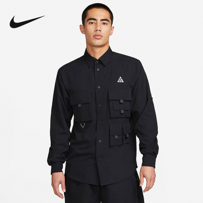 Nike耐克ACG 多口袋翻领男子户外运动黑色工装衬衫外套DN3937-010