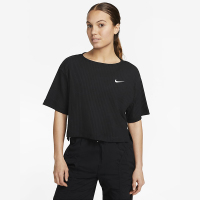 nike耐克Sportswear 女子罗纹针织短袖上衣柔软舒适黑DV7871-010