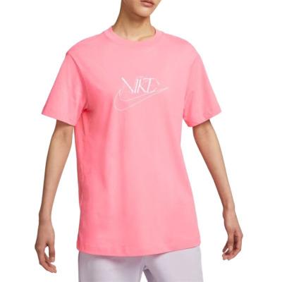Nike耐克短袖女夏季新款休闲透气圆领粉色运动T恤半袖FB8204-611