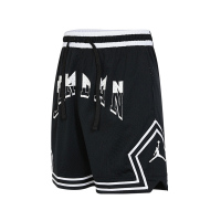 Jordan 字母Logo印花条纹拼色抽绳系带直筒短裤 男款 黑色 FD5958-010