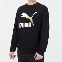 Puma 烫金Logo运动圆领套头卫衣 男款 黑色2PU53527801