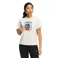 adidasneox凯斯·哈林联名款卡通图案字母印花休闲连帽短袖T恤女款白色送女友HD7255