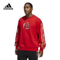 adidasCrew虎年限定印花篮球运动圆领套头卫衣男款红色HD7933