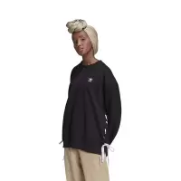 ADIDAS LACED CREW三叶草系列冬女黑色卫衣HK5055