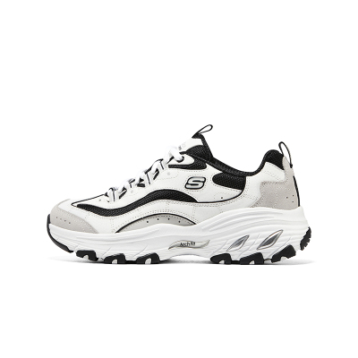 Skechers Arch Fit D'LITES 减震防滑耐磨 低帮 老爹鞋 女款 黑白 149805-WBK