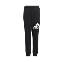 adidas 童装 纯色Logo印花松紧腰束脚运动裤 男童女童 黑色 H47140