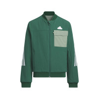 adidas 童装 条纹拼色双面穿运动休闲夹克外套 男童 森林绿 IQ1311