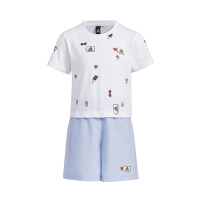 adidas 童装 品牌Logo卡通图案圆领短袖T恤休闲短裤套装 女童 IN3265