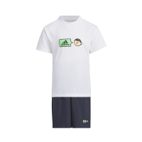 adidas 联名款 童装 品牌Logo字母印花圆领短袖松紧直筒短裤套装 男童 IN3271
