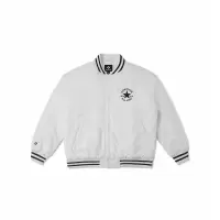 Converse匡威 条纹拼色字母图案印花棒球服 男款 白色 10025261-A01