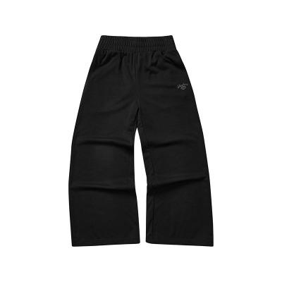 Skechers 纯色中腰直筒休闲裤 碳黑 L323W035-0018